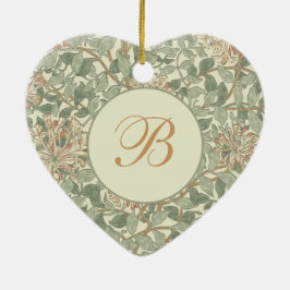 Soft Green Vintag William Morris Honeysuckle Keramikornament
