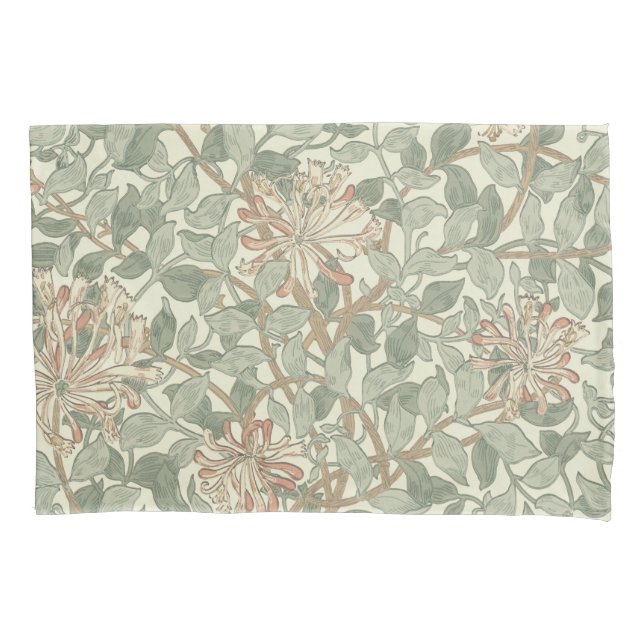 Soft Green Vintag William Morris Honeysuckle Kissenbezug (Vorderseite)