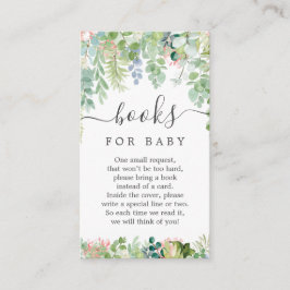 Soft Greenery Book Request Baby Shower Card Begleitkarte