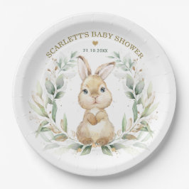 Soft Greenery Bunny Oaster Rabbit Baby Dusche Pappteller