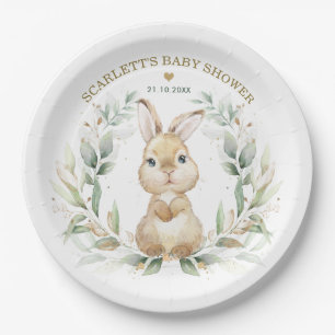 Soft Greenery Bunny Oaster Rabbit Baby Dusche Pappteller