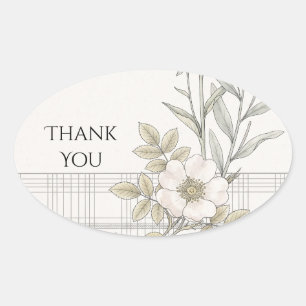 Soft Grey Tartan Rose Hochzeit Danke Sticker