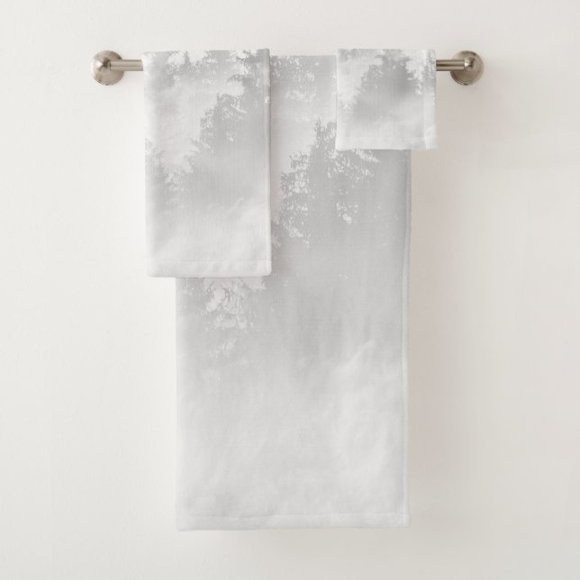Soft Grey White Forest Dream #1 #decor #art Badhandtuch Set (Insitu)