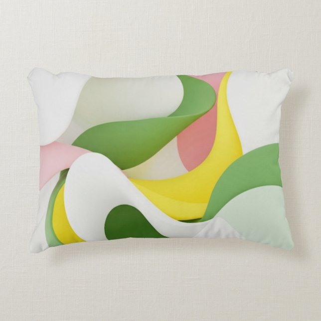Soft Harmony - Green and Pink Abstract Art Pillow Dekokissen (Vorderseite)