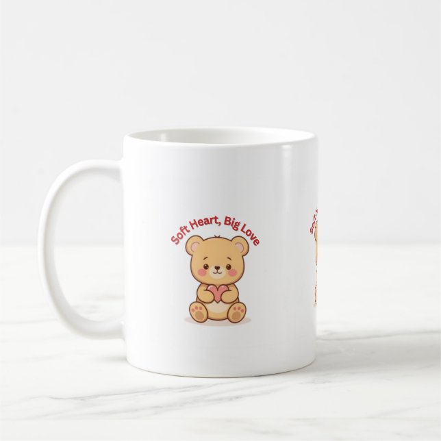 Soft Heart Big Love Cute Teddy Bear Mugs  Kaffeetasse (Links)