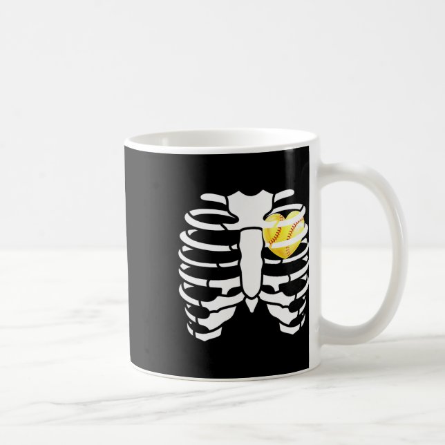 Soft Heart Inside Ribs Skelett Halloween Costum Kaffeetasse (Rechts)