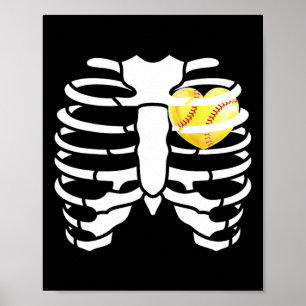 Soft Heart Inside Ribs Skelett Halloween Costum Poster