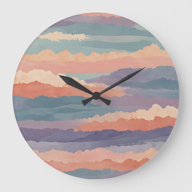Soft Horizon Waves Große Wanduhr (Vorderseite)