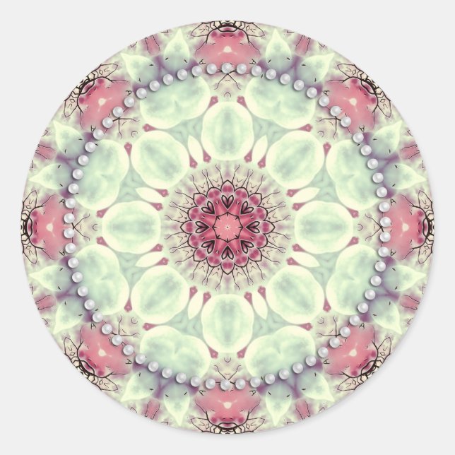 Soft Hübsch Kaleidoscope Mandala Runder Aufkleber (Vorderseite)