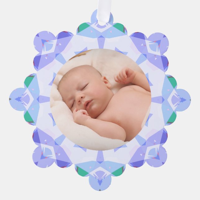 Soft Hübsche Lila Pasteten Custom Christmas Foto Ornament Karte (Vorderseite)