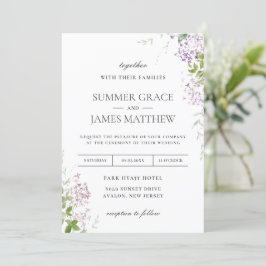 Soft Hued Lilac Lila Blumengrün Hochzeit Einladung