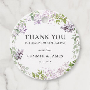 Soft Hued Lilac Lila Floral Wedding Vielen Dank Geschenkanhänger