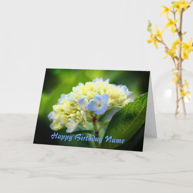 Soft Hydrangea Blume Personalisiert Geburtstag Karte (Gelbe Blume)