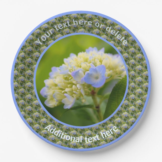 Soft Hydrangea Blume Personalisiertes Party Pappteller (Vorderseite)