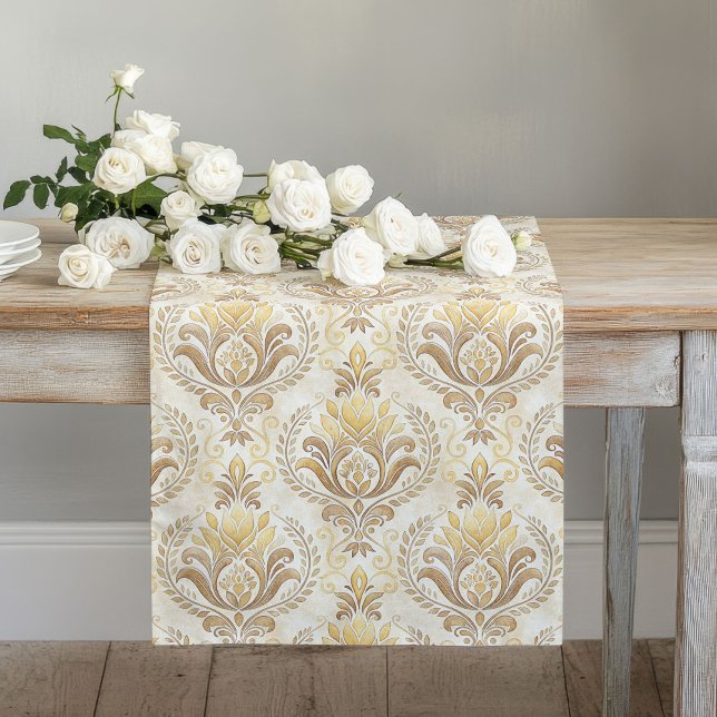 Soft Ivory Damask Tischläufer Hochzeit oder Ereign (Soft Ivory Damask Table Runner Wedding or Event)