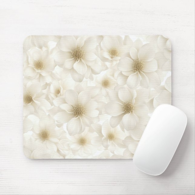 Soft Ivory Floral Abstrakt Mousepad (Mit Mouse)