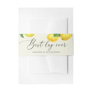 Soft Ivory Lemon Wedding Elegant Rustic Citrus Einladungsbanderole
