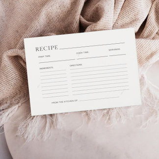 Soft Ivory Minimalistisch Brautparty Rezept Card