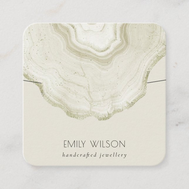 Soft Ivory Pale Gold Agate Marmormor - Netzklace D Quadratische Visitenkarte (Vorderseite)