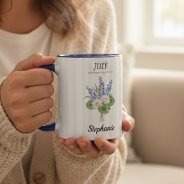 Soft July Birth Flower – Personalized  Tasse