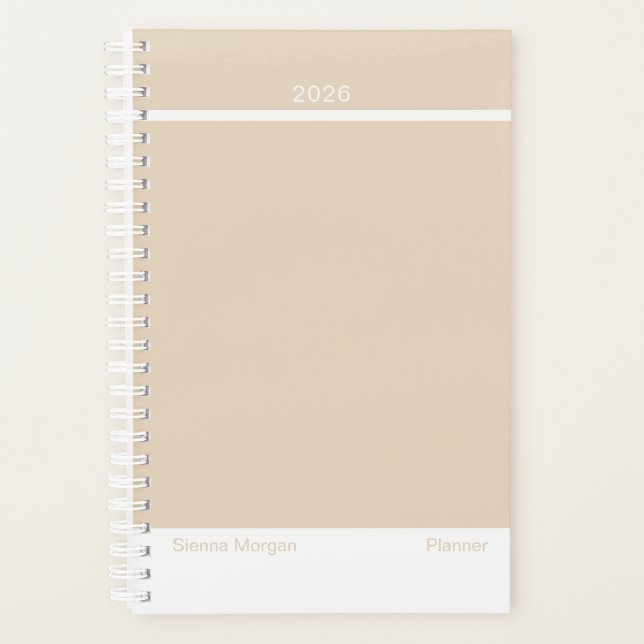 Soft Khaki/Beige Minimalist Planner Planer (Vorderseite)
