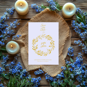Soft Lavendel & Gold Circle Save the Date Hochzeit Einladung