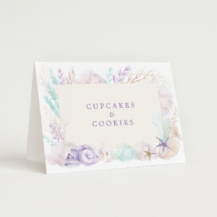Soft Lavender Aquamarin Ocean Food Labels Platzkar Tischnummer