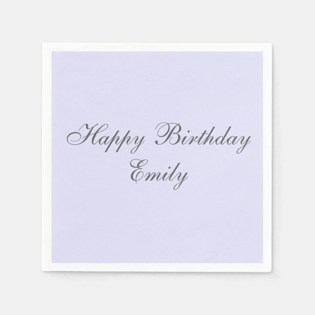 Soft Lavender Minimalist Birthday Party Napkins Serviette (Vorderseite)