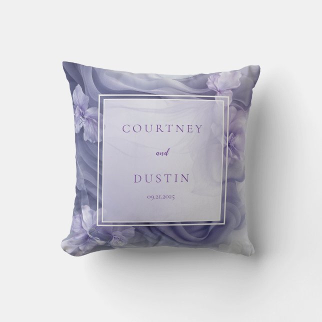 Soft Lavender Sheer Floral Wedding Kissen (Vorderseite)
