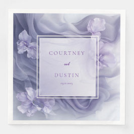 Soft Lavender Sheer Floral Wedding Napkins Serviette