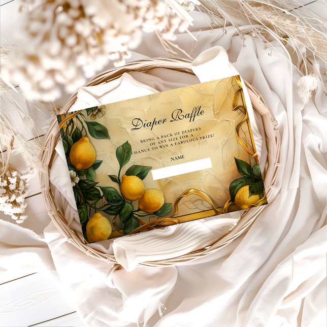 Soft Lemon Garden Baby Shower Diapper Raffle Begleitkarte (Von Creator hochgeladen)