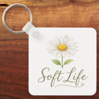 Soft Life Aesthetic Daisy Watercolor Floral Keycha Schlüsselanhänger