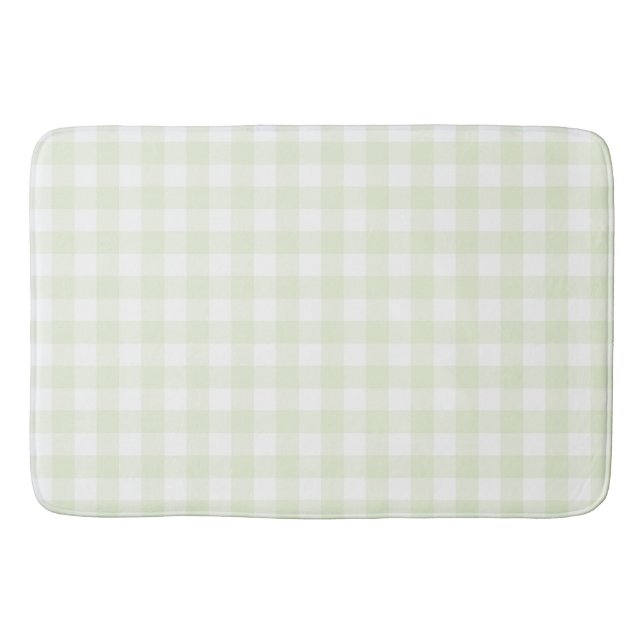 Soft Light Green Gingham Buffalo Karo Kariert Badematte (Vorderseite)