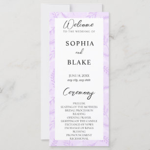 Soft Lila Blätter und Foliage Wedding Program
