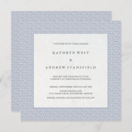 Soft Lila Blue Small Waves Eleganter Beach Wedding Einladung