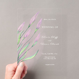 Soft Lila Lilies Wedding Acryleinladungen
