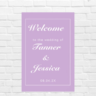 Soft Lila & White Modern Wedding Welcome Poster
