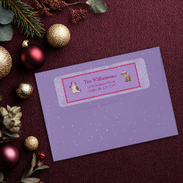 Soft Lilac Deer & Bear Holiday Return Address