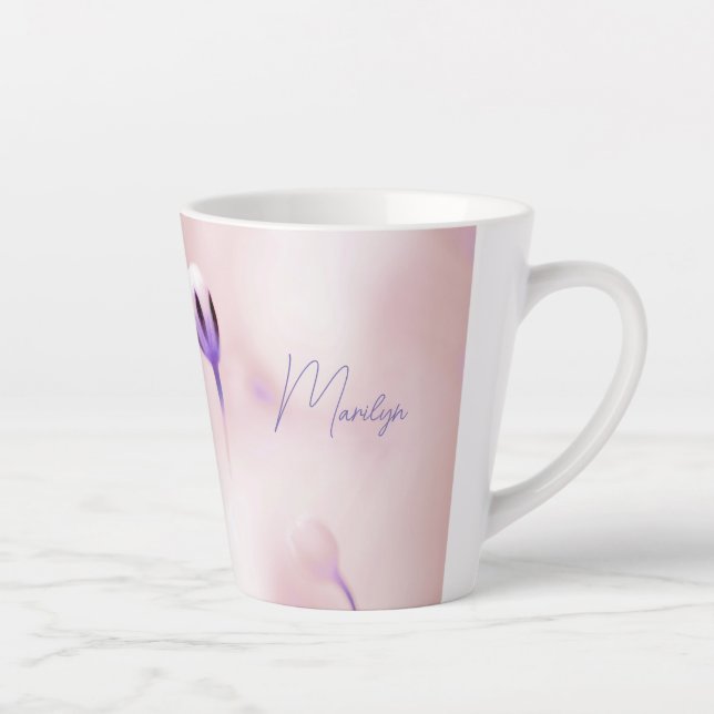 Soft Lilac Floral Print Small Latte Tasse (Rechts)