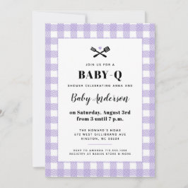 Soft Lilac Gingham Kariert Baby Shower GRILLEN Einladung