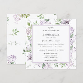 Soft Lilac Lila Blumengrün Wedding Square Einladung