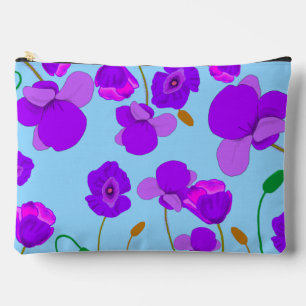 Soft Lilac Poppy Blume auf blass-blau Zubehörtasche