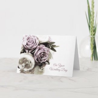 Soft Lilac Rose Bouquet, Hochzeit Glückwunsch Karte