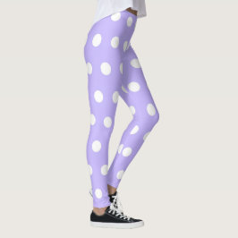 Soft Lilac und White Polka Dot Pattern Girl Niedli Leggings
