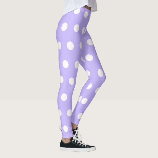 Soft Lilac und White Polka Dot Pattern Girl Niedli Leggings (Rechts)