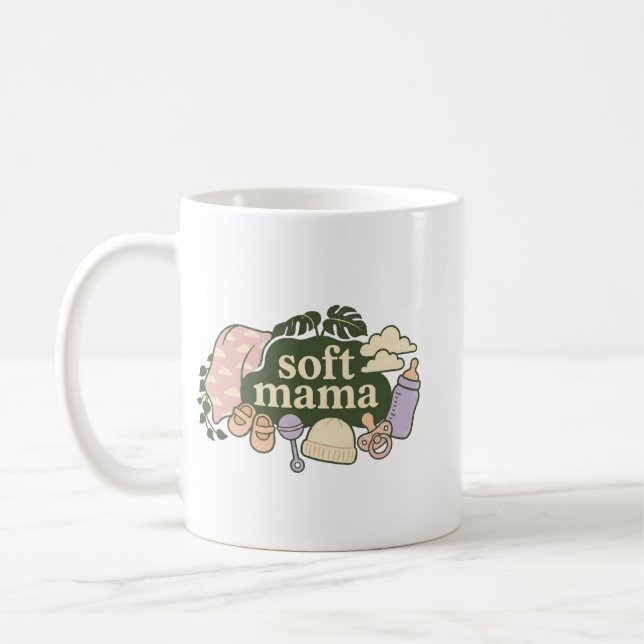 Soft Mama Retro Baby Essentials Design | Süße Mott Kaffeetasse (Links)