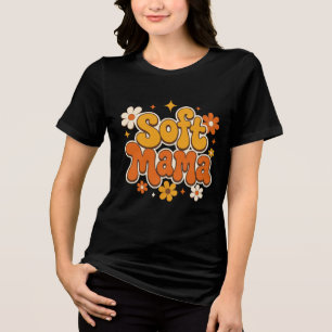 Soft Mama Retro-Blumen- Groovy-Design   Cute Boho  Tri-Blend Shirt