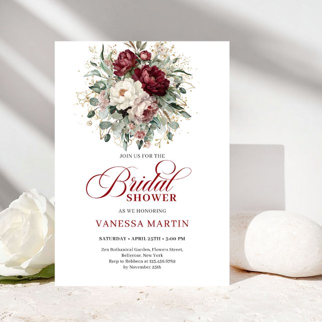 Soft Marsala Flowers Bridal Shower Invitation Einladung (Soft Marsala Flowers Bridal Shower Invitation)