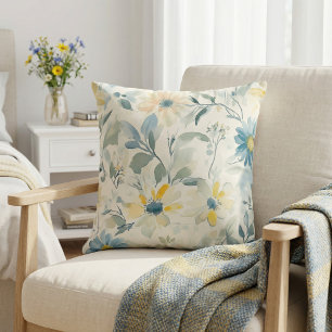 Soft Meadow Daisy Aquarell Kissen