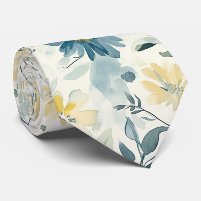 Soft Meadow Daisy Watercolor Krawatte (Gerollt)